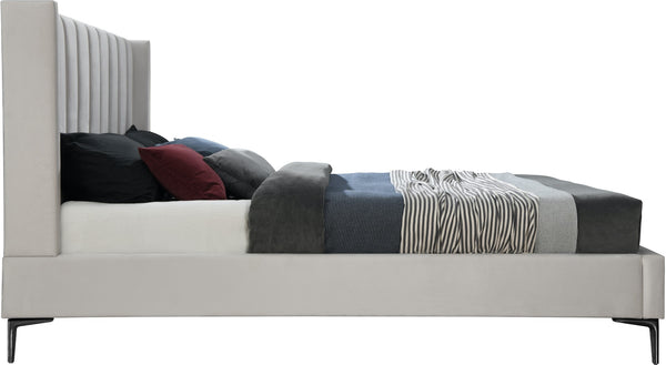 Nadia Velevet / Engineered Wood / Metal / Foam Contemporary Cream Velvet Full Bed - 59" W x 82" D x 48" H