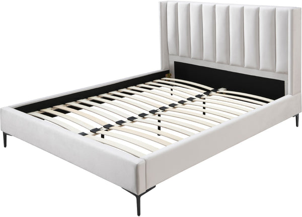 Nadia Velevet / Engineered Wood / Metal / Foam Contemporary Cream Velvet Full Bed - 59" W x 82" D x 48" H
