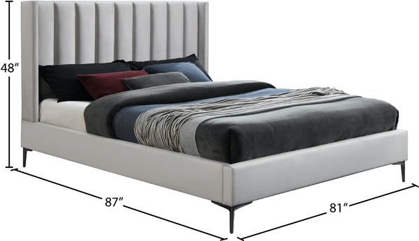 Nadia Velevet / Engineered Wood / Metal / Foam Contemporary Cream Velvet King Bed - 81" W x 86" D x 48" H