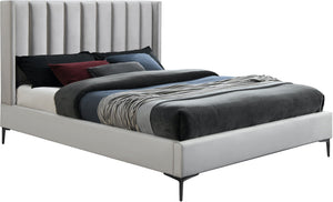 Nadia Velevet / Engineered Wood / Metal / Foam Contemporary Cream Velvet King Bed - 81" W x 86" D x 48" H