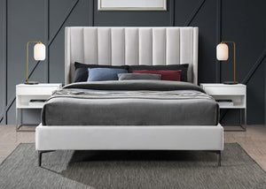 Nadia Velevet / Engineered Wood / Metal / Foam Contemporary Cream Velvet King Bed - 81" W x 86" D x 48" H