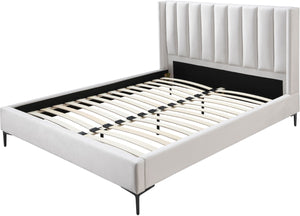 Nadia Velevet / Engineered Wood / Metal / Foam Contemporary Cream Velvet King Bed - 81" W x 86" D x 48" H