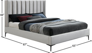 Nadia Velevet / Engineered Wood / Metal / Foam Contemporary Cream Velvet Queen Bed - 64.5" W x 86" D x 48" H