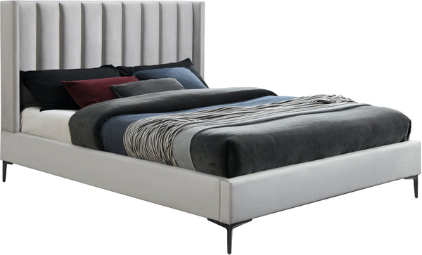 Nadia Velevet / Engineered Wood / Metal / Foam Contemporary Cream Velvet Queen Bed - 64.5" W x 86" D x 48" H