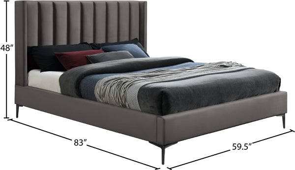 Nadia Velevet / Engineered Wood / Metal / Foam Contemporary Grey Velvet Full Bed - 59" W x 82" D x 48" H