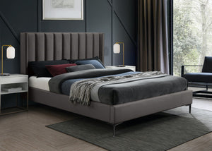 Nadia Velevet / Engineered Wood / Metal / Foam Contemporary Grey Velvet Full Bed - 59" W x 82" D x 48" H