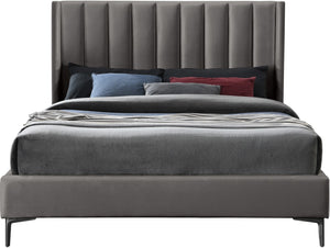 Nadia Velevet / Engineered Wood / Metal / Foam Contemporary Grey Velvet Full Bed - 59" W x 82" D x 48" H