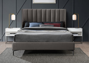 Nadia Velevet / Engineered Wood / Metal / Foam Contemporary Grey Velvet Full Bed - 59" W x 82" D x 48" H