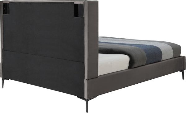 Nadia Velevet / Engineered Wood / Metal / Foam Contemporary Grey Velvet Full Bed - 59" W x 82" D x 48" H