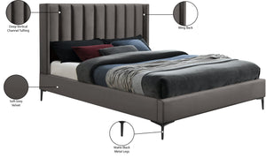 Nadia Velevet / Engineered Wood / Metal / Foam Contemporary Grey Velvet King Bed - 81" W x 86" D x 48" H