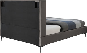 Nadia Velevet / Engineered Wood / Metal / Foam Contemporary Grey Velvet King Bed - 81" W x 86" D x 48" H