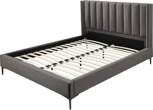 Nadia Velevet / Engineered Wood / Metal / Foam Contemporary Grey Velvet King Bed - 81" W x 86" D x 48" H
