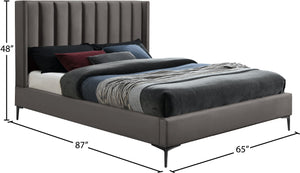 Nadia Velevet / Engineered Wood / Metal / Foam Contemporary Grey Velvet Queen Bed - 64.5" W x 86" D x 48" H
