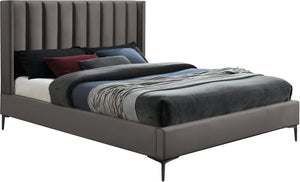 Nadia Velevet / Engineered Wood / Metal / Foam Contemporary Grey Velvet Queen Bed - 64.5" W x 86" D x 48" H