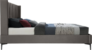 Nadia Velevet / Engineered Wood / Metal / Foam Contemporary Grey Velvet Queen Bed - 64.5" W x 86" D x 48" H