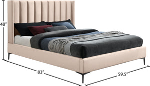 Nadia Velevet / Engineered Wood / Metal / Foam Contemporary Pink Velvet Full Bed - 59" W x 82" D x 48" H