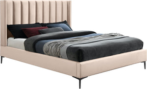 Nadia Velevet / Engineered Wood / Metal / Foam Contemporary Pink Velvet Full Bed - 59" W x 82" D x 48" H