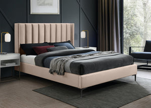 Nadia Velevet / Engineered Wood / Metal / Foam Contemporary Pink Velvet King Bed - 81" W x 86" D x 48" H