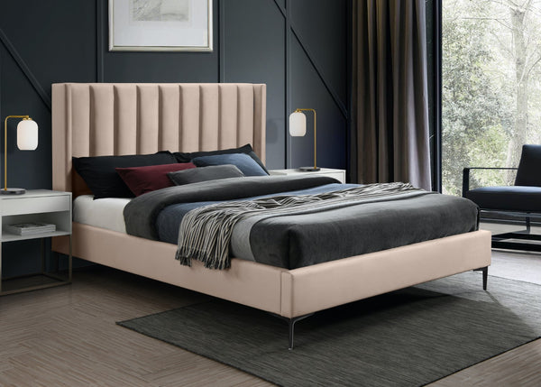 Nadia Velevet / Engineered Wood / Metal / Foam Contemporary Pink Velvet King Bed - 81" W x 86" D x 48" H