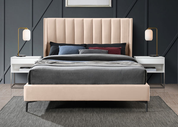Nadia Velevet / Engineered Wood / Metal / Foam Contemporary Pink Velvet King Bed - 81" W x 86" D x 48" H