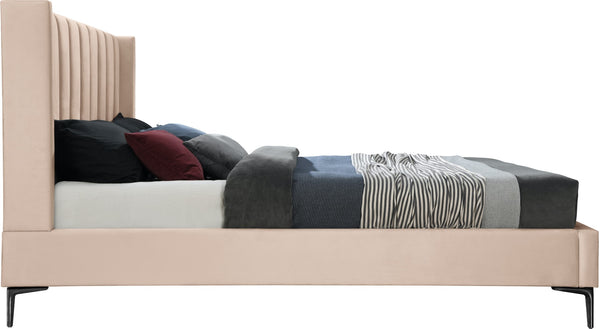 Nadia Velevet / Engineered Wood / Metal / Foam Contemporary Pink Velvet Queen Bed - 64.5" W x 86" D x 48" H
