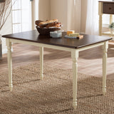 Baxton Studio Napoleon French Country Cottage Buttermilk and "Cherry" Brown Finishing Wood Dining Table
