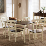Baxton Studio Napoleon French Country Cottage Buttermilk and "Cherry" Brown Finishing Wood 5-Piece Dining Set