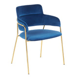 Napoli Contemporary Chair in Gold Metal and Blue Velvet by LumiSource - Set of 2