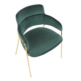 Napoli Contemporary Chair in Gold Metal and Emerald Green Velvet by LumiSource - Set of 2
