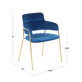Napoli Contemporary Chair in Gold Metal and Blue Velvet by LumiSource - Set of 2