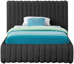 Nash Boucle Fabric / Engineered Wood / Foam Contemporary Black Boucle Fabric Twin Bed - 53" W x 86" D x 38" H