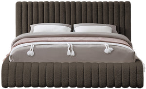 Nash Boucle Fabric / Engineered Wood / Foam Contemporary Brown Boucle Fabric Queen Bed - 74" W x 91" D x 38" H