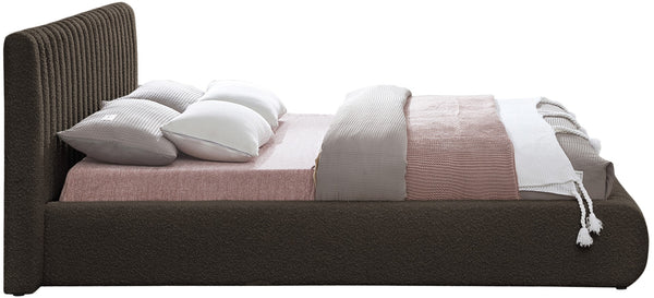 Nash Boucle Fabric / Engineered Wood / Foam Contemporary Brown Boucle Fabric Queen Bed - 74" W x 91" D x 38" H