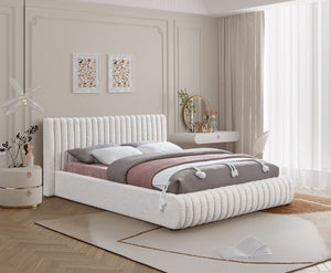 Nash Boucle Fabric / Engineered Wood / Foam Contemporary Cream Boucle Fabric Queen Bed - 74" W x 91" D x 38" H