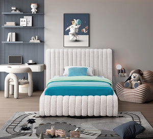 Nash Boucle Fabric / Engineered Wood / Foam Contemporary Cream Boucle Fabric Twin Bed - 53" W x 86" D x 38" H