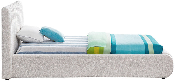 Nash Boucle Fabric / Engineered Wood / Foam Contemporary Cream Boucle Fabric Twin Bed - 53" W x 86" D x 38" H