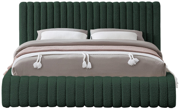Nash Boucle Fabric / Engineered Wood / Foam Contemporary Green Boucle Fabric Queen Bed - 74" W x 91" D x 38" H