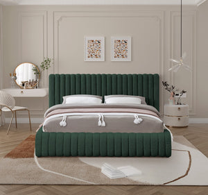 Nash Boucle Fabric / Engineered Wood / Foam Contemporary Green Boucle Fabric Queen Bed - 74" W x 91" D x 38" H