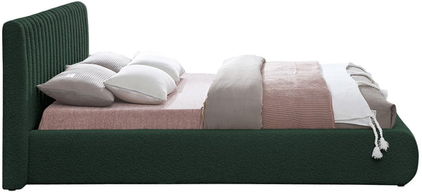 Nash Boucle Fabric / Engineered Wood / Foam Contemporary Green Boucle Fabric Queen Bed - 74" W x 91" D x 38" H