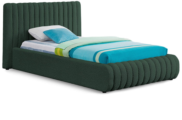 Nash Boucle Fabric / Engineered Wood / Foam Contemporary Green Boucle Fabric Twin Bed - 53" W x 86" D x 38" H