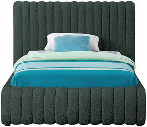 Nash Boucle Fabric / Engineered Wood / Foam Contemporary Green Boucle Fabric Twin Bed - 53" W x 86" D x 38" H