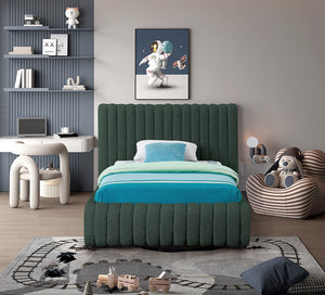 Nash Boucle Fabric / Engineered Wood / Foam Contemporary Green Boucle Fabric Twin Bed - 53" W x 86" D x 38" H