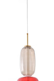 Bethel White, Grey, & Red LED Pendant in Metal & Glass