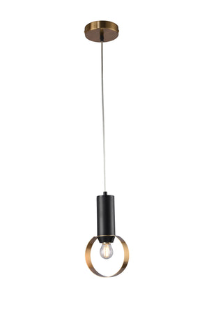 Bethel Black & Gold Single Pendant Lighting in Metal