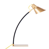 Noah Contemporary Table Lamp in Black Wood and Gold Metal by LumiSource
