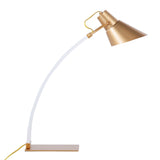 Noah Contemporary Table Lamp in White Wood and Gold Metal by LumiSource