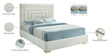 Nora Velvet / Engineered Wood / Metal / Foam Contemporary Cream Velvet King Bed - 82" W x 81.9" D x 57" H