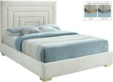 Nora Velvet / Engineered Wood / Metal / Foam Contemporary Cream Velvet King Bed - 82" W x 81.9" D x 57" H