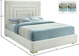 Nora Velvet / Engineered Wood / Metal / Foam Contemporary Cream Velvet Queen Bed - 66" W x 81.9" D x 57" H