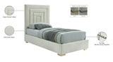 Nora Velvet / Engineered Wood / Metal / Foam Contemporary Cream Velvet Twin Bed - 44.5" W x 76.4" D x 57" H